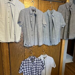 SIX (6) EBUC MENS SIZE MEDIUM SHORT SLEEVE COTTON BUTTONED SHIRTS EDDIEBAUER/DH3